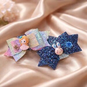New Handcrafted Glitter Bow Clips